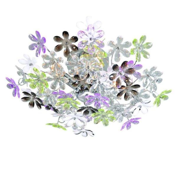 plafondlampen chroom 56 cm Fiore KunststofMetaal Multicolor Deze grote plafondlamp van het merk Trio Leuchten is een echte Dit model genaamd heeft paarse en