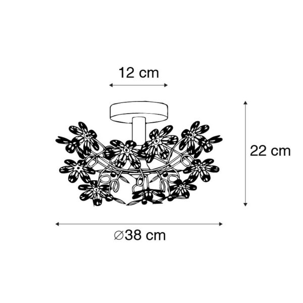 Plafonnière chroom 38 cm - Fiore - Afbeelding 3