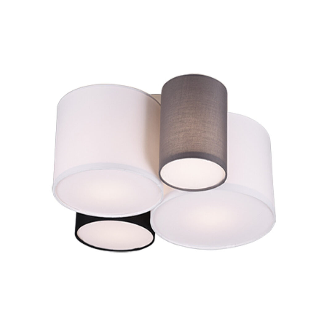 plafondlampen Design multicolor Sectos StofStaal Wit Deze speelse bestaat uit 4 lichtkokers in de kleuren wit zwart en taupe. Erg leuk als basisverlichting jouw