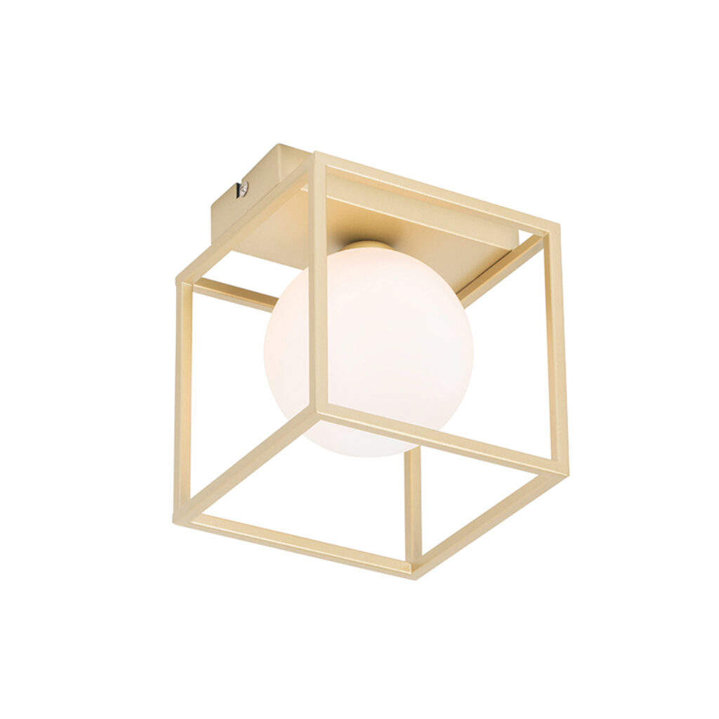 plafondlampen Design plafondlamp goud met wit glas Aniek StaalGlas Wauw wat een chique is Aniek. Haar strakke design zorgt ervoor dat je naar de lamp kan