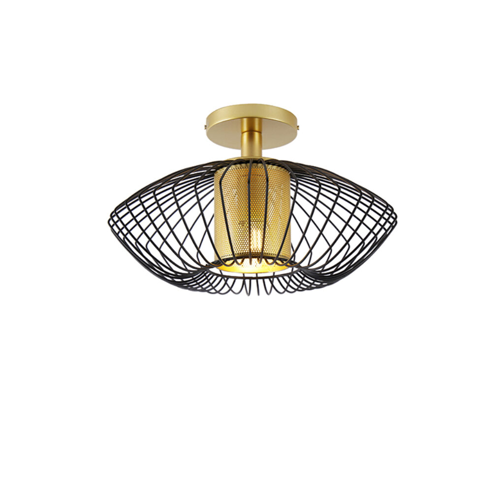 plafondlampen Design plafondlamp goud met zwart Dobrado Staal Wanneer je op zoek bent naar een echte eyecatcher voor in huis is de Dobra perfecte Deze