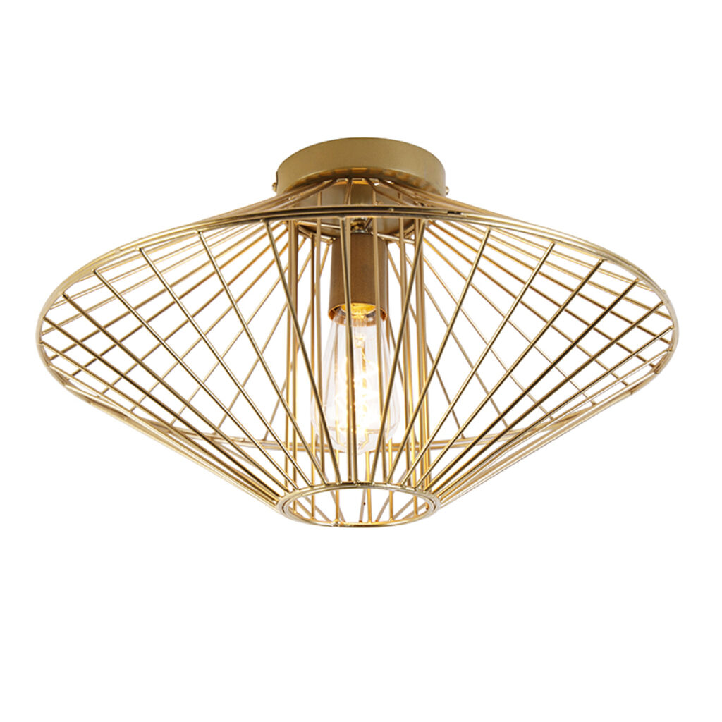 plafondlampen Design plafondlamp goud Zahra Staal Wat een leuke eyecatcher onze Het open design van de lampenkap en gouden afwerking geven hem stijlvolle
