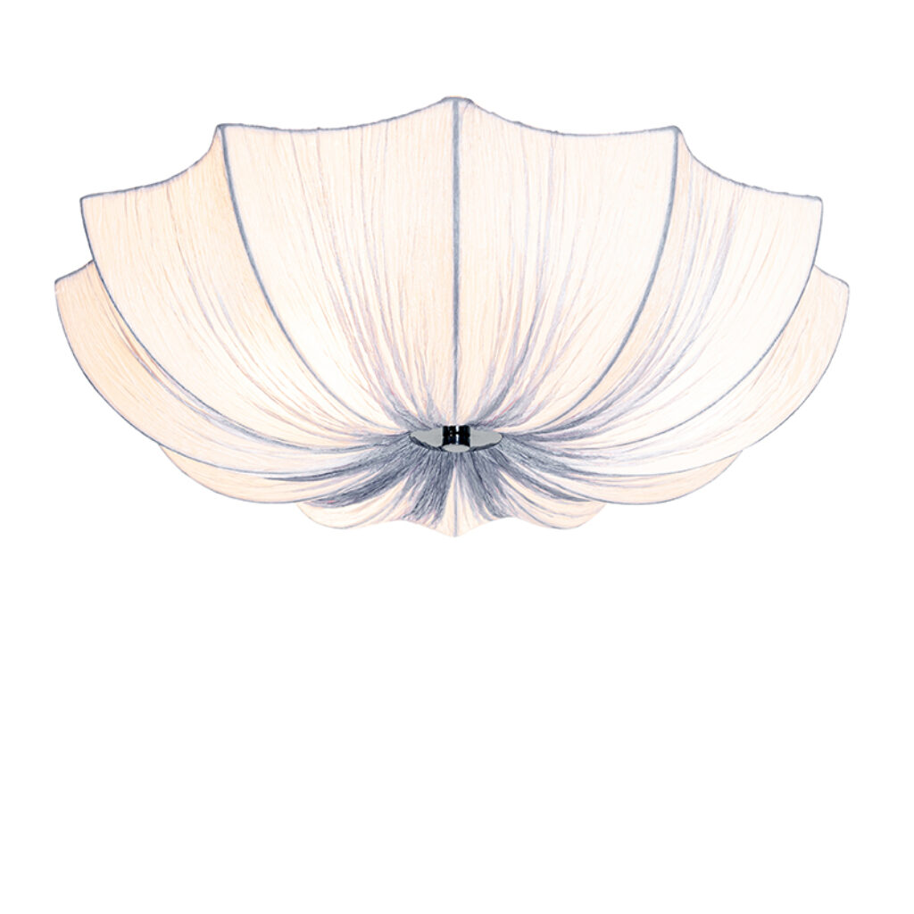 plafondlampen Design plafondlamp grijs zijden 52 cm Plu StofStaal Grijs Haal een echte eyecatcher in huis met onze Plu. Deze is gemaakt van zijde tijdloze