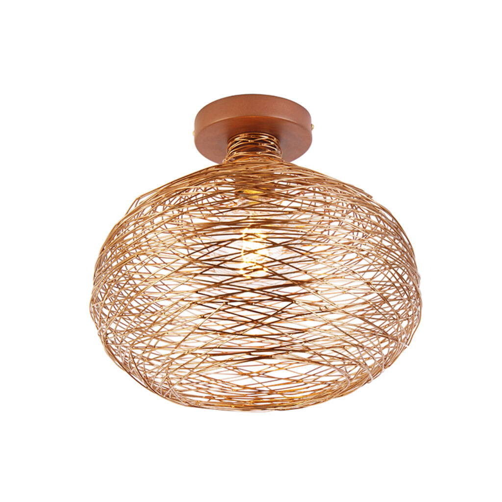 plafondlampen Design plafondlamp koper Sarella Staal Koper Op zoek naar een vrolijke voor in je woonkamer slaapkamer of is wat Zijn gespinde lampenkap zorgt