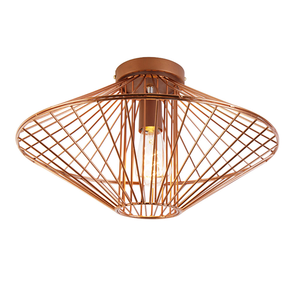 plafondlampen Design plafondlamp koper Zahra Staal Koper Wat een leuke eyecatcher onze Het open design van de lampenkap en koperen afwerking geven hem