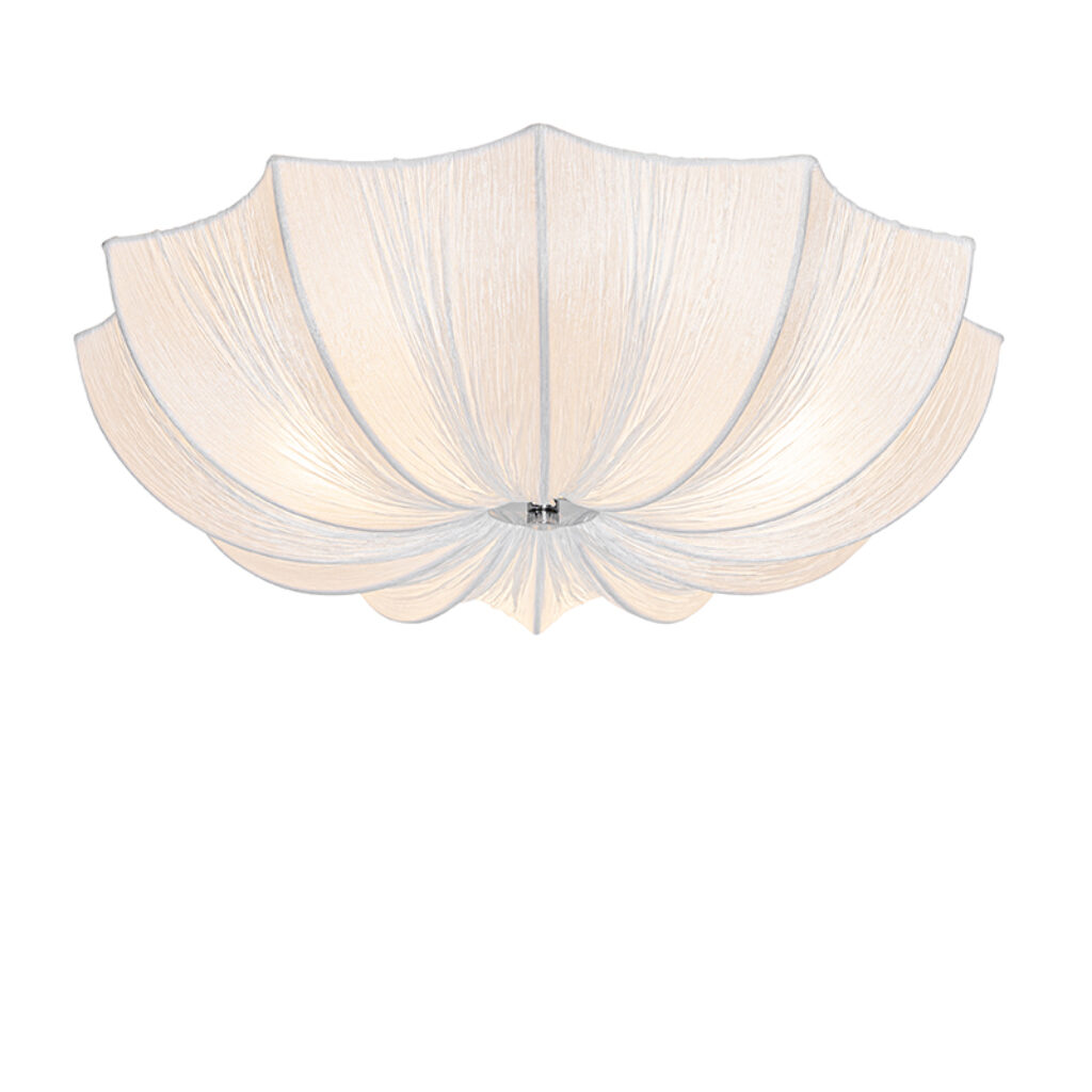 plafondlampen Design plafondlamp wit zijden 52 cm Plu StaalStof Wit Haal een echte eyecatcher in huis met onze Plu. Deze is gemaakt van zijde staal en afgewerkt