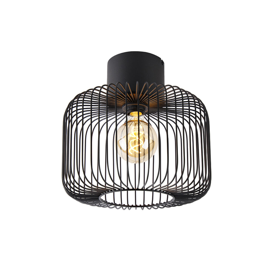 plafondlampen Design plafondlamp zwart Baya Staal Zwart Een unieke eyecatcher dankzij zijn open design en stoere Deze steelt de show in woonkamer slaapkamer of
