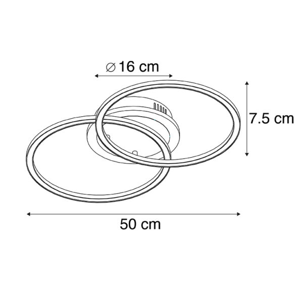 Design plafondlamp zwart incl. LED 3-staps dimbaar - Veni - Afbeelding 3