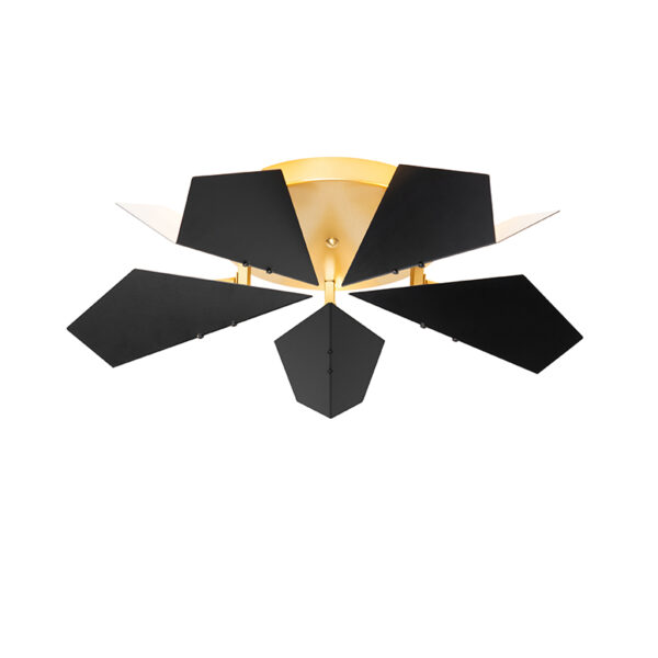 plafondlampen Design plafondlamp zwart met goud Sinem Staal Een ware blikvanger ook het licht Deze is mooi afgewerkt gouden montageplaat en een stijlvolle