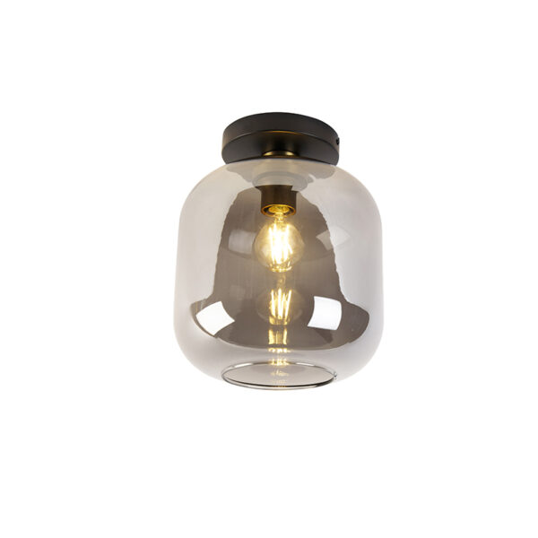 plafondlampen Design plafondlamp zwart met goud en smoke glas Zuzanna GlasStaal Met voeg je meer sfeer toe aan Zijn zorgt voor een gezellig lichteffect in de