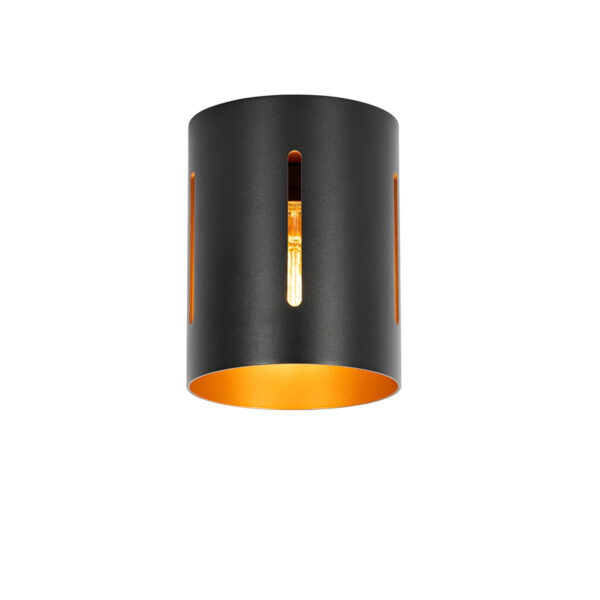 plafondlampen Design plafondlamp zwart met gouden binnenkant Yana Aluminium Goud Strak in design maar toch een echte dat is deze gemaakt van aluminium. heeft