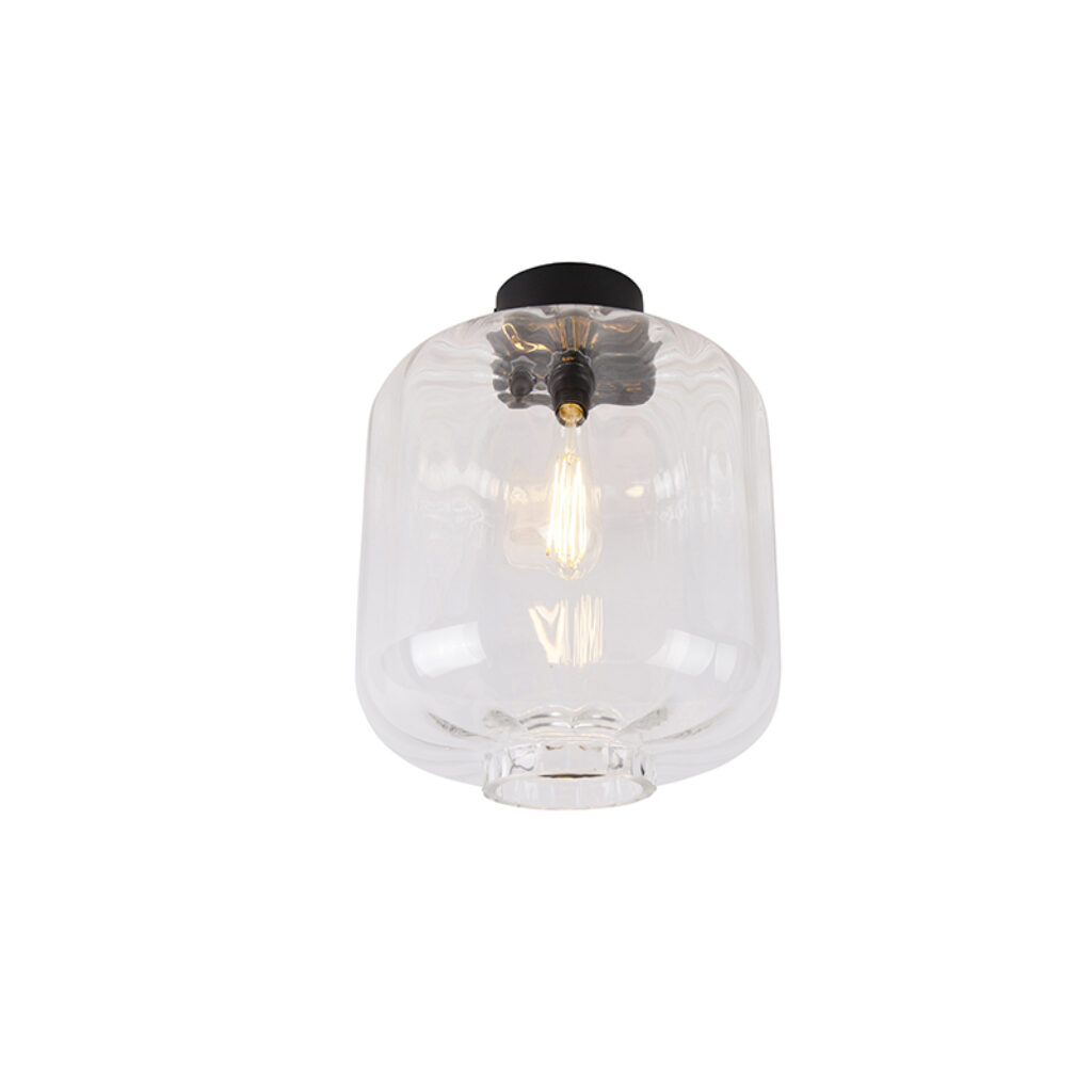 plafondlampen Design plafondlamp zwart met helder glas Qara AluminiumGlas Transparant Op zoek naar een leuk design stuk in Kies dan zeker voor onze De