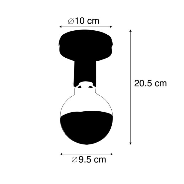 Design plafondlamp zwart met G95 kopspiegel zwart- Facile - Afbeelding 3