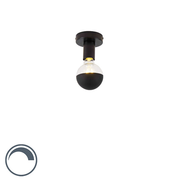 plafondlampen Design plafondlamp zwart met G95 kopspiegel Facile Staal Zwart Een prachtige door zijn eenvoud dat is Facile. Gemaakt van staal en afgewerkt in