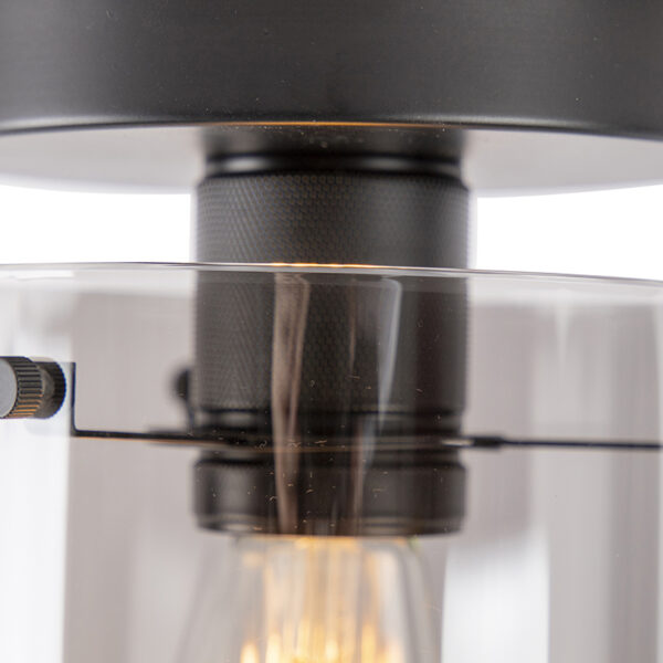 Design plafondlamp zwart met smoke glas - Dome - Afbeelding 2