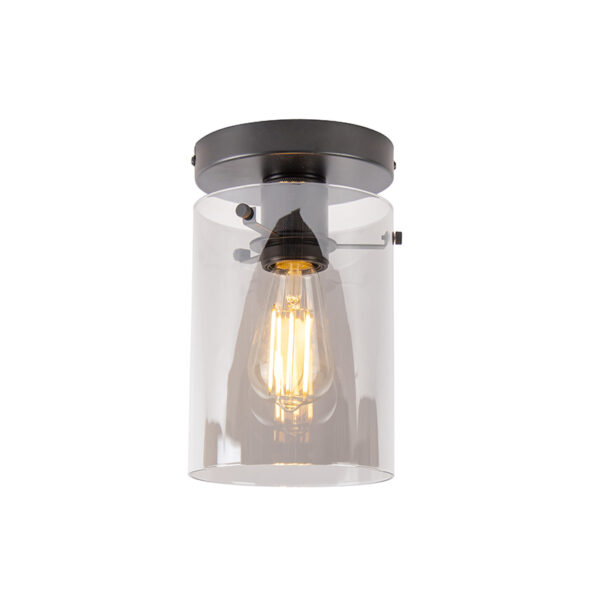 plafondlampen Design plafondlamp zwart met smoke glas Dome GlasStaal Zwart Ben je op zoek naar een moderne eyecatcher in Dan is de echt iets voor Hij mooi