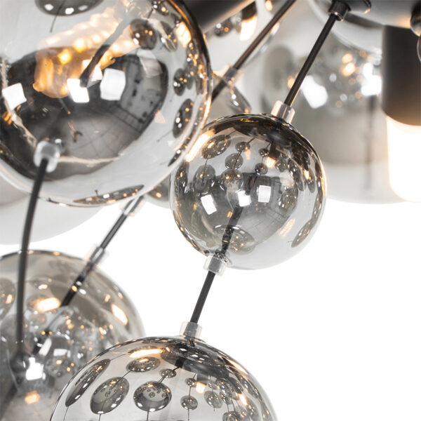 Design plafondlamp zwart met smoke glas 4-lichts - Explode - Afbeelding 2