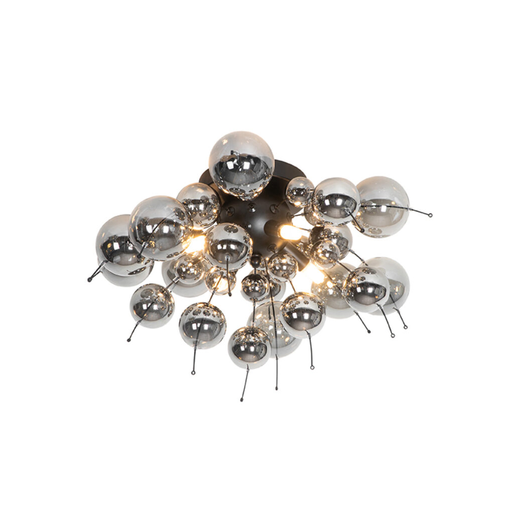 plafondlampen Design plafondlamp zwart met smoke glas Explode GlasStaal Zwart Wauw wat een toffe is Hij weet meteen de aandacht te trekken in ruimte. Zoals naam