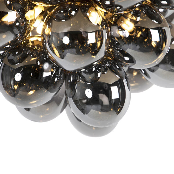 Design plafondlamp zwart met smoke glas 6-lichts - Uvas - Afbeelding 2