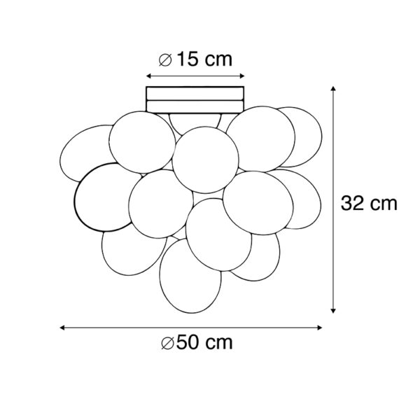 Design plafondlamp zwart met smoke glas 6-lichts - Uvas - Afbeelding 3
