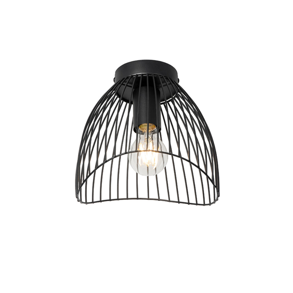 plafondlampen Design plafondlamp zwart 20 cm Pua Staal Zwart is een unieke mooi afgewerkt in zwarte kleur en super mooie golvende vorm. Hij zorgt voor de