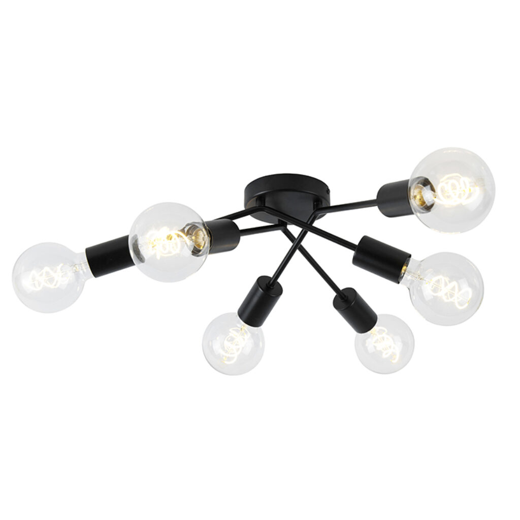 plafondlampen Design plafondlamp zwart Sputnik Staal Zwart De design is een echte blikvanger voor in Door zijn opvallende vorm en vele lichtbubbels weet hij al