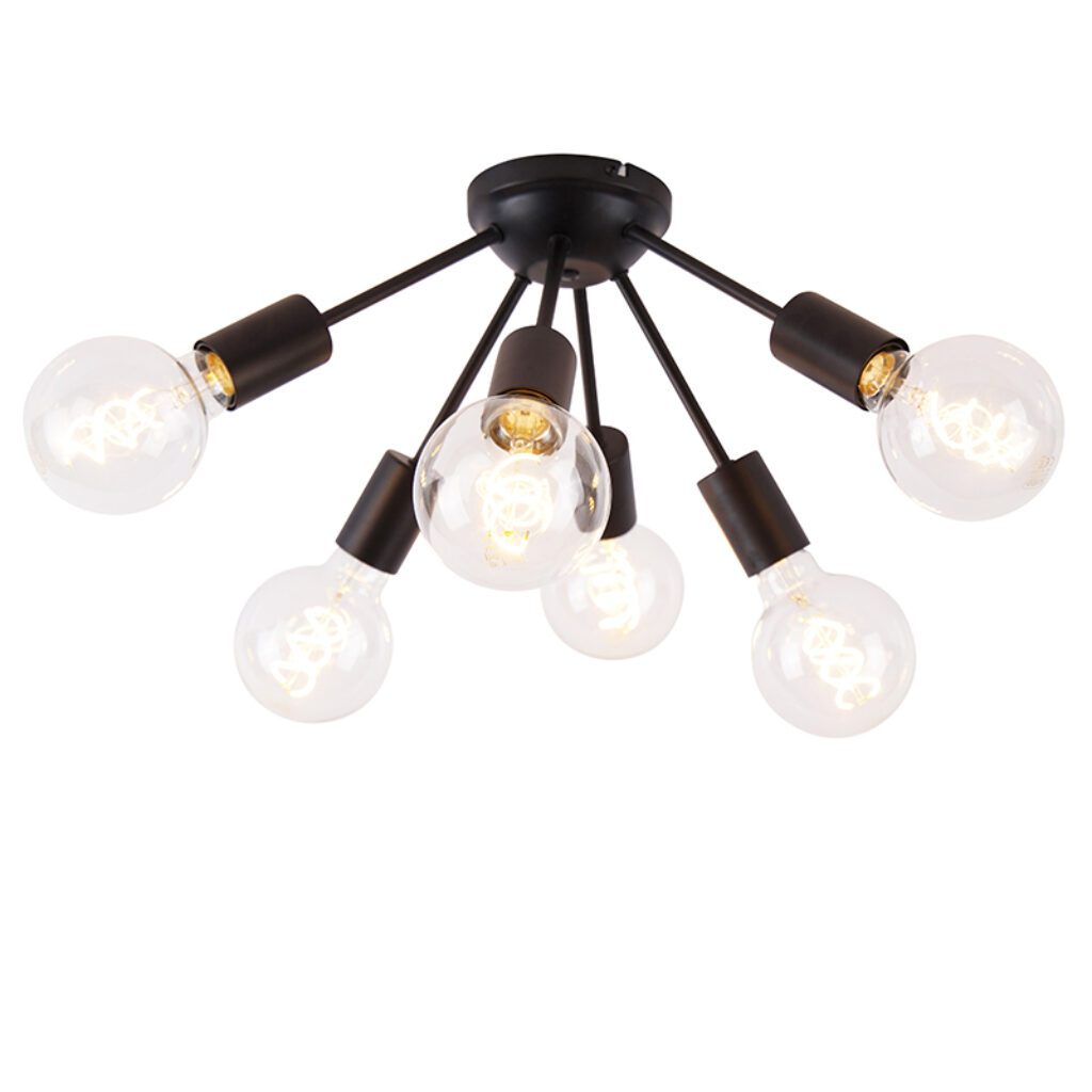 plafondlampen Design plafondlamp zwart 30 cm Sputnik Staal Zwart Wat een leuke is deze Sputnik. Een echte blikvanger in huis door zijn vele lichtbubbels. De