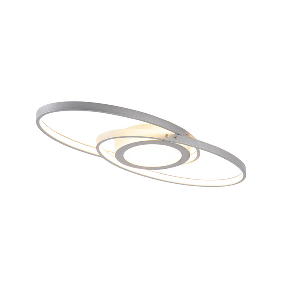 plafondlampen Design staal incl. LED dimbaar Axy AluminiumKunststof Staal Een echt design stuk in huis met ronde vormen deze plafondlamp. Hij is afgewerkt