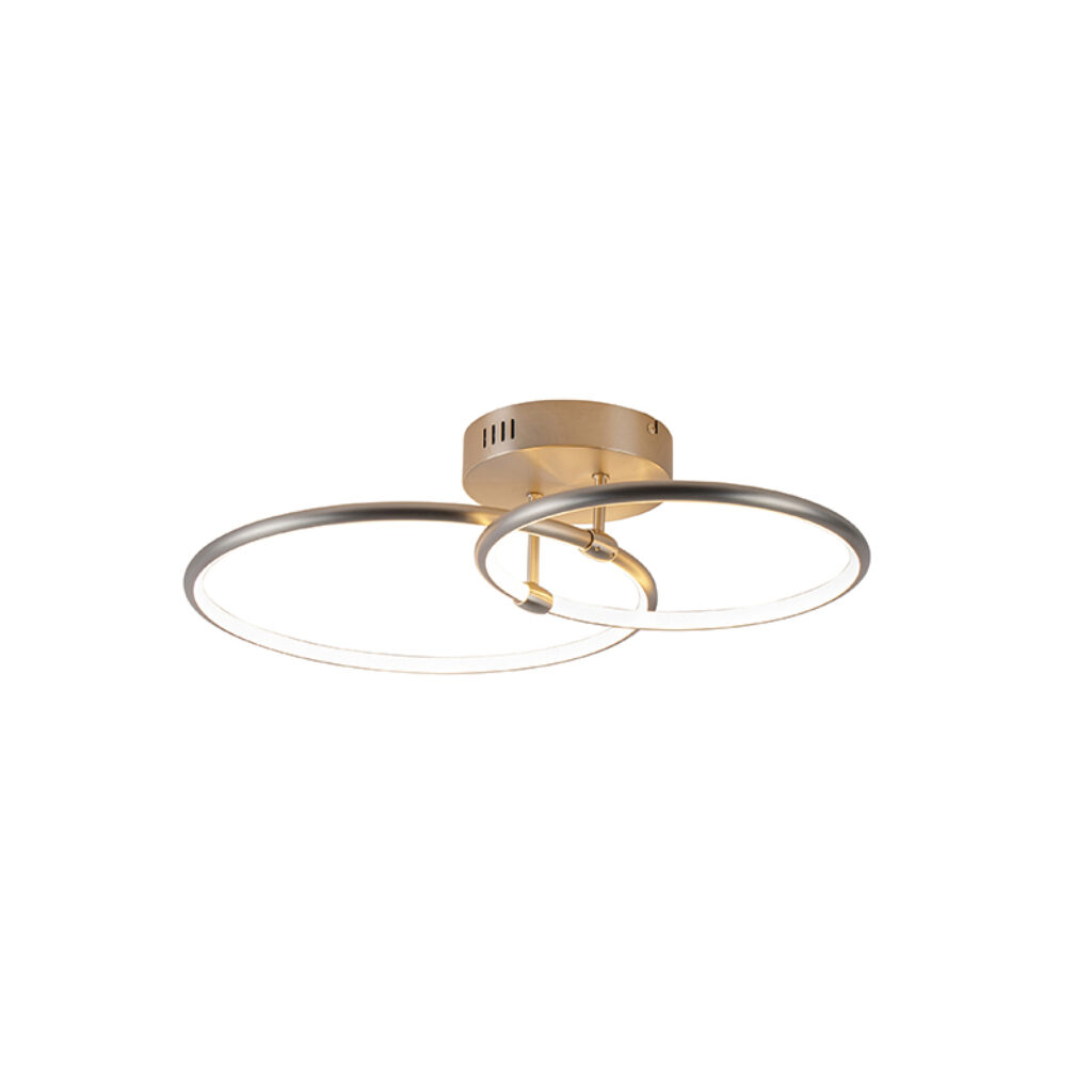 plafondlampen Joaniqa design plafondlamp staal incl. LED dimbaar KunststofStaal Staal Plafondlamp is een ware toevoeging aan je interieur. De twee ringen met