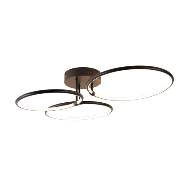 plafondlampen Joaniqa design plafondlamp zwart incl. LED dimbaar KunststofStaal Zwart Plafondlamp Joniqa is een ware toevoeging aan je interieur. De drie ringen