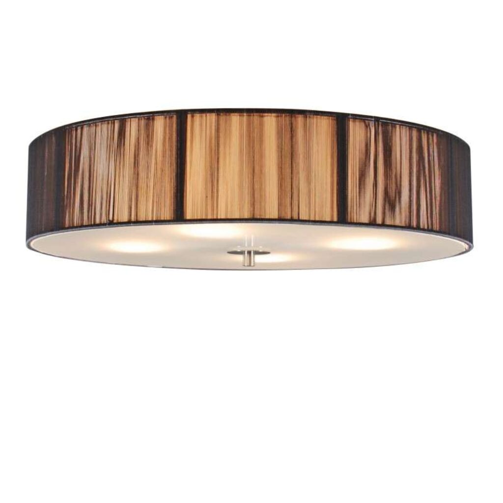 plafondlampen Klassieke plafondlamp antraciet 50 cm Rope MetaalStof Donkergrijs Een klassieke ronde met een kap donker grijze kleur. De stof die gebruikt is