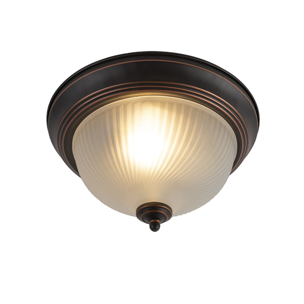 plafondlampen Klassieke plafondlamp bruin opaal Classico GlasMetaal Bruin Neem een reis terug in de tijd met uitgevoerd kenmerkende bruine kleur afgewerkt zwart