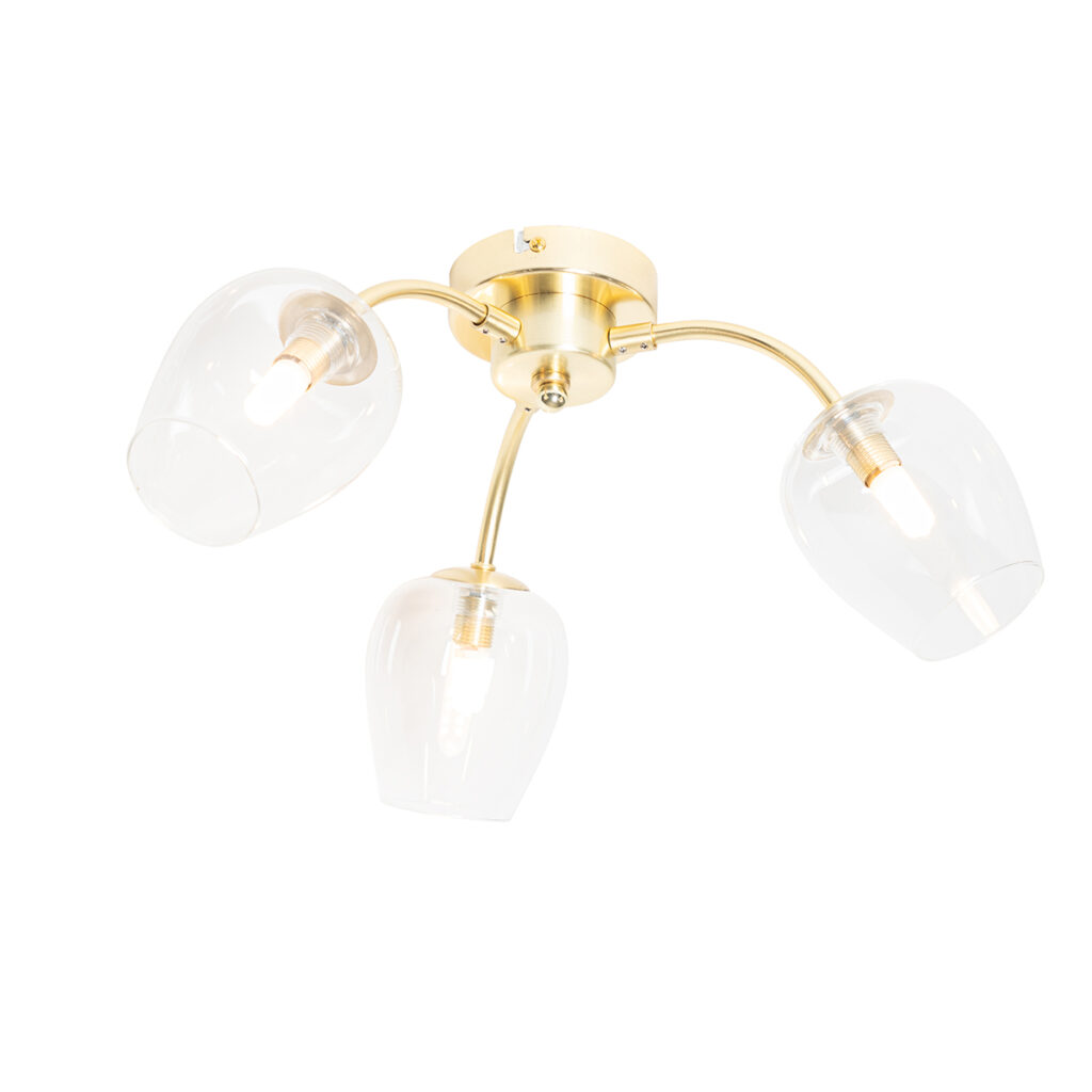 plafondlampen Klassieke plafondlamp goud met glas Elien StaalGlas go classic onze plafondlamp. Een klassieke die een unieke kroonluchter look heeft. De lamp is