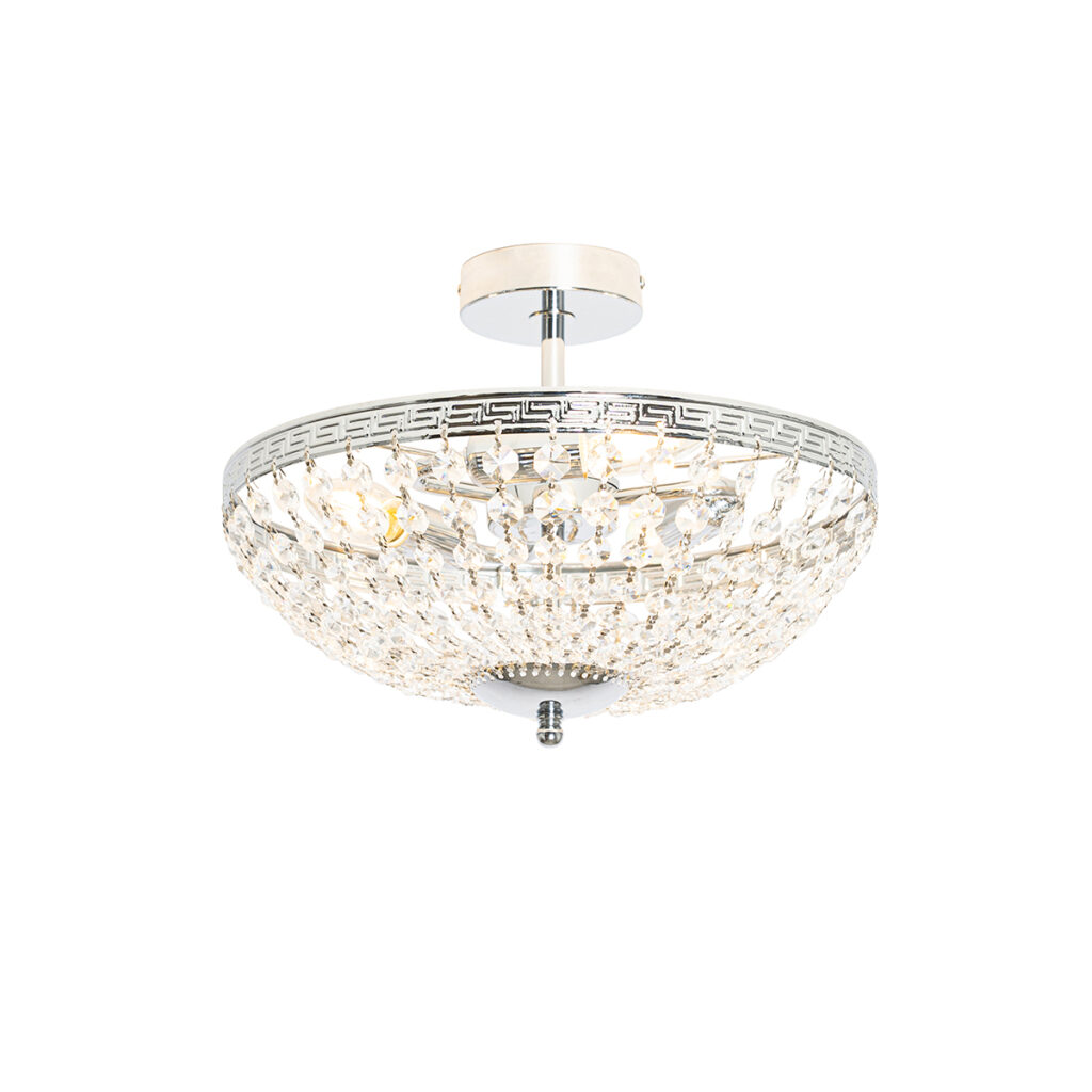 plafondlampen Klassieke plafondlamp staal met kristal Mondrian Staal