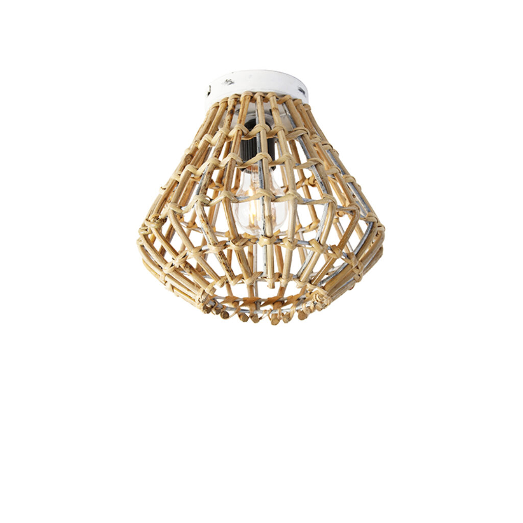 plafondlampen Landelijke plafondlamp bamboe met wit Canna Diamond BamboeStaal Naturel Een stijlvolle en rustgevende toevoeging in dat is onze Echt iets voor