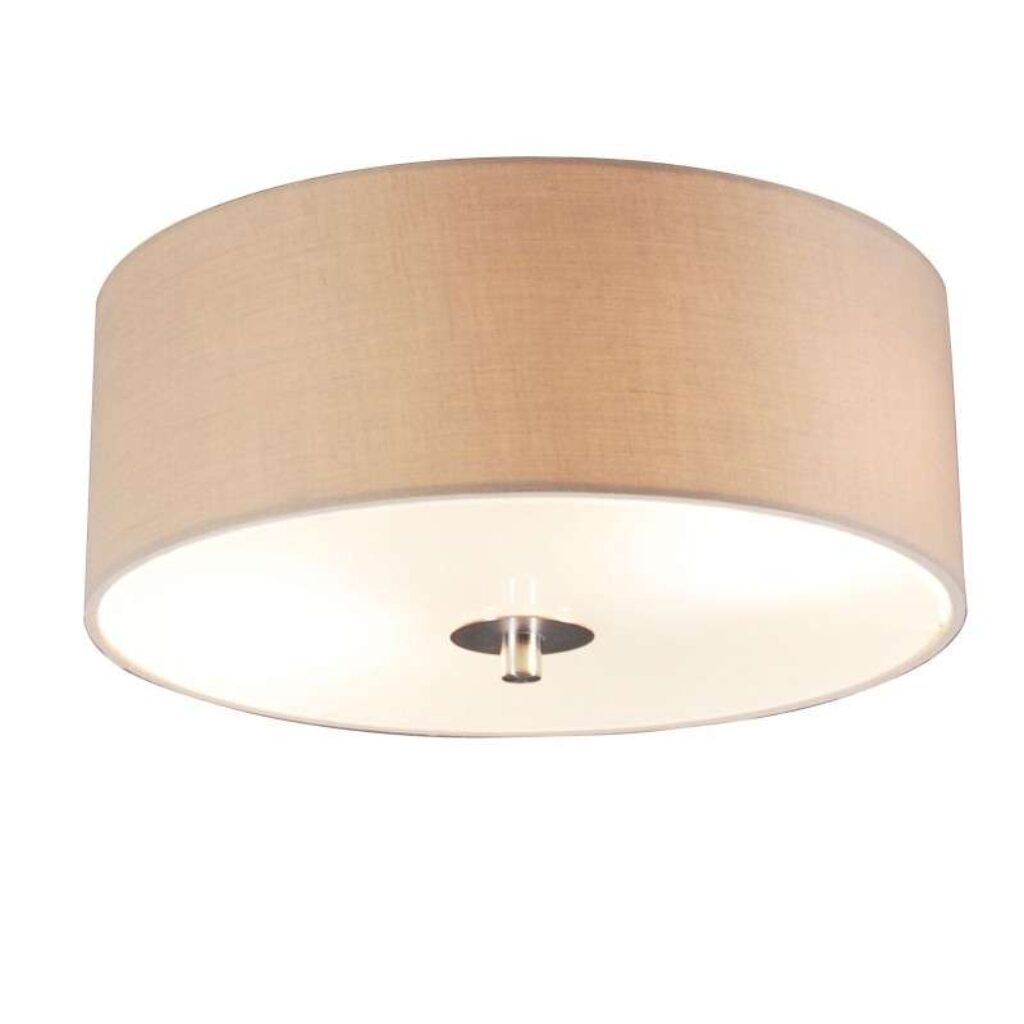 plafondlampen Landelijke plafondlamp beige 30 cm Drum GlasMetaalStof Beige Een tijdloze ronde met een kap mooie kleur. De stof die gebruikt is voor de gemaakt