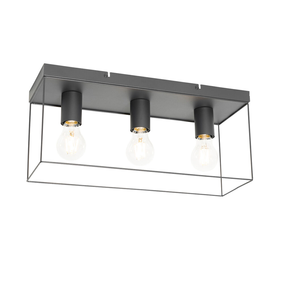 plafondlampen Minimalistische plafondlamp zwart Kodi Staal Zwart is een decoratief en veelzijdig element dat bij elke woonstijl past. Hij heeft neutrale zwarte