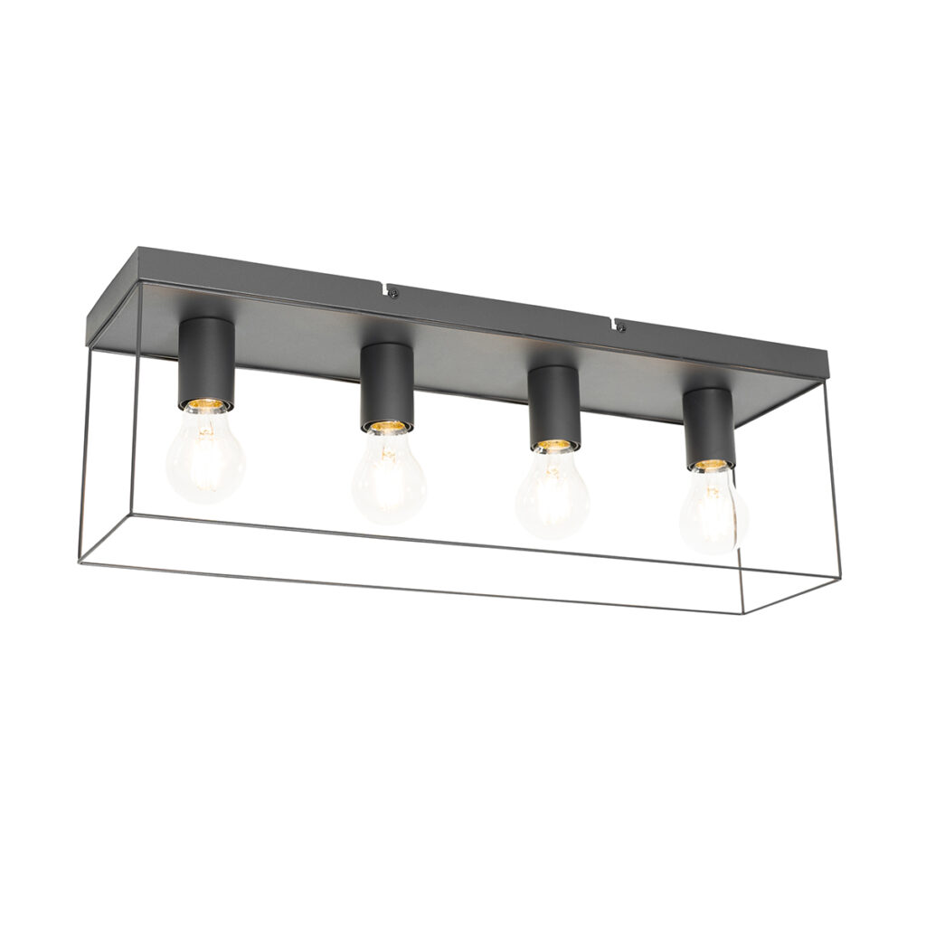 plafondlampen Minimalistische plafondlamp zwart Kodi Staal Zwart is een decoratief en veelzijdig element dat bij elke woonstijl past. Hij heeft neutrale zwarte
