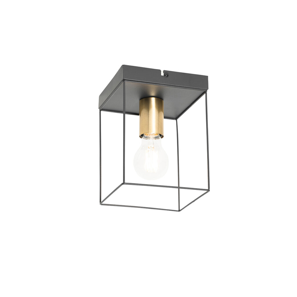 plafondlampen Minimalistische plafondlamp zwart met goud Kodi Staal Onze serie zijn decoratief en veelzijdig waardoor ze passen in elke woonstijl. Hij heeft een