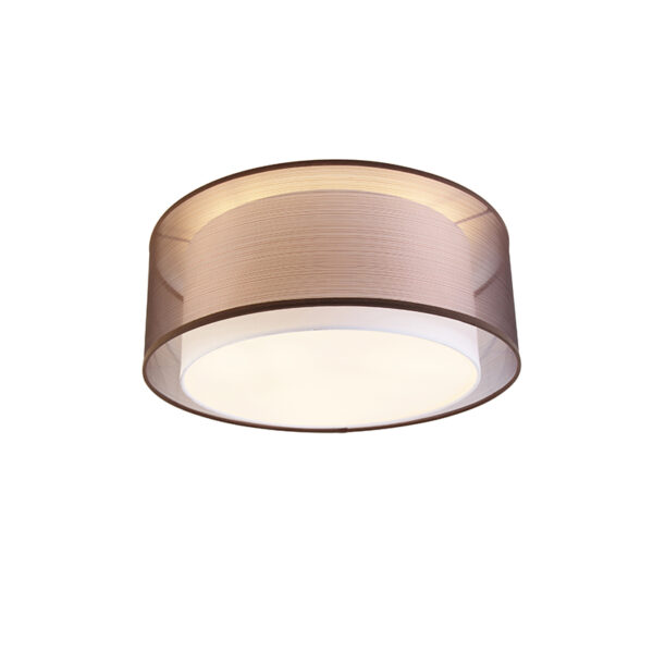 plafondlampen Moderne bruin met wit 50 cm Drum Duo KunststofStaalStof Bruin De duo is zoals je al vermoed vernoemd naar de dubbele lampenkap. Doordat buitenste