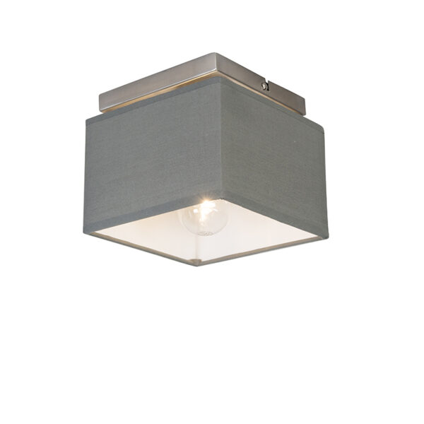 plafondlampen Moderne grijs VT 1 StofStaal Grijs Een tijdloze vierkante plafondlamp met een kap in mooie grijze kleur. De stalen basis van de zorgt voor moderne