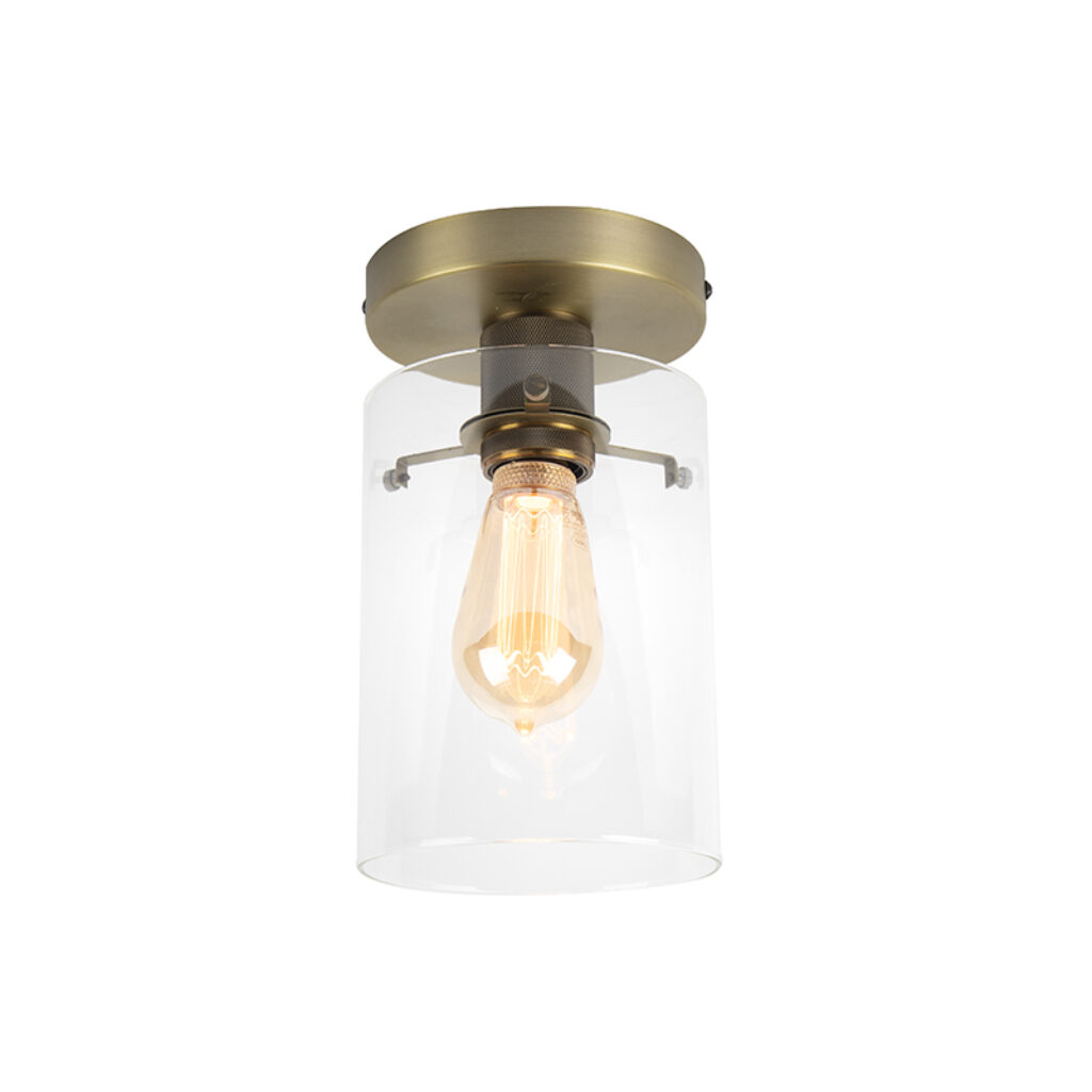 plafondlampen Moderne plafondlamp brons met glas Dome StaalGlas Brons Ben je op zoek naar een moderne eyecatcher in Dan is de echt iets voor Hij mooi afgewerkt