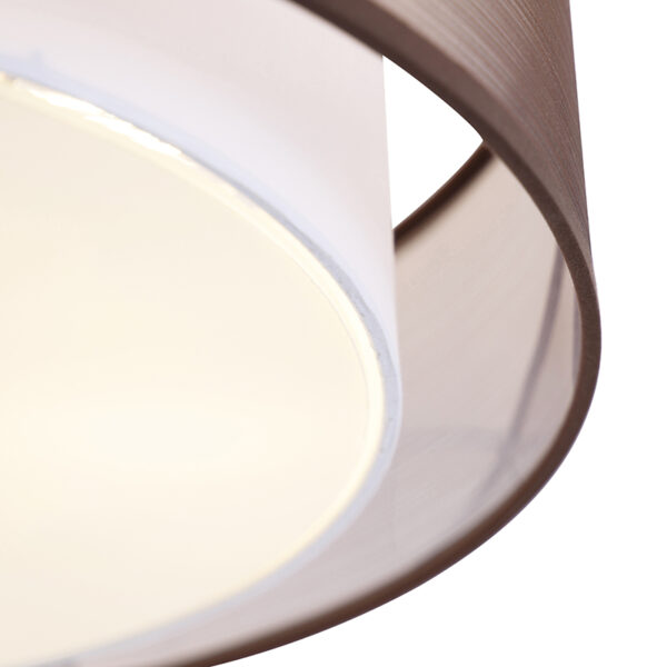 Moderne plafondlamp bruin met wit 50 cm 3-lichts - Drum Duo - Afbeelding 2