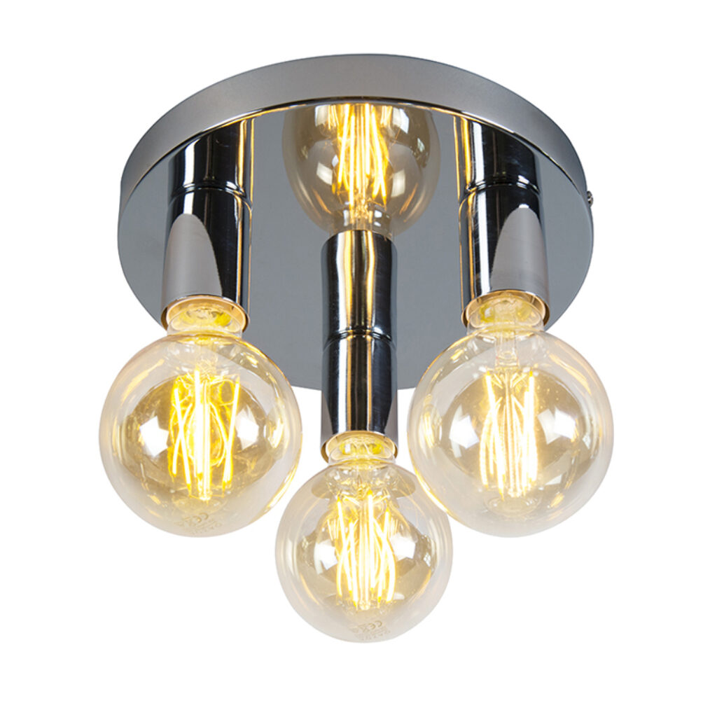 plafondlampen Moderne plafondlamp chroom rond Facil 3 Staal Chroom De perfecte keuze voor iedere liefhebber van minimalistische en moderne Kies de onmiskenbare