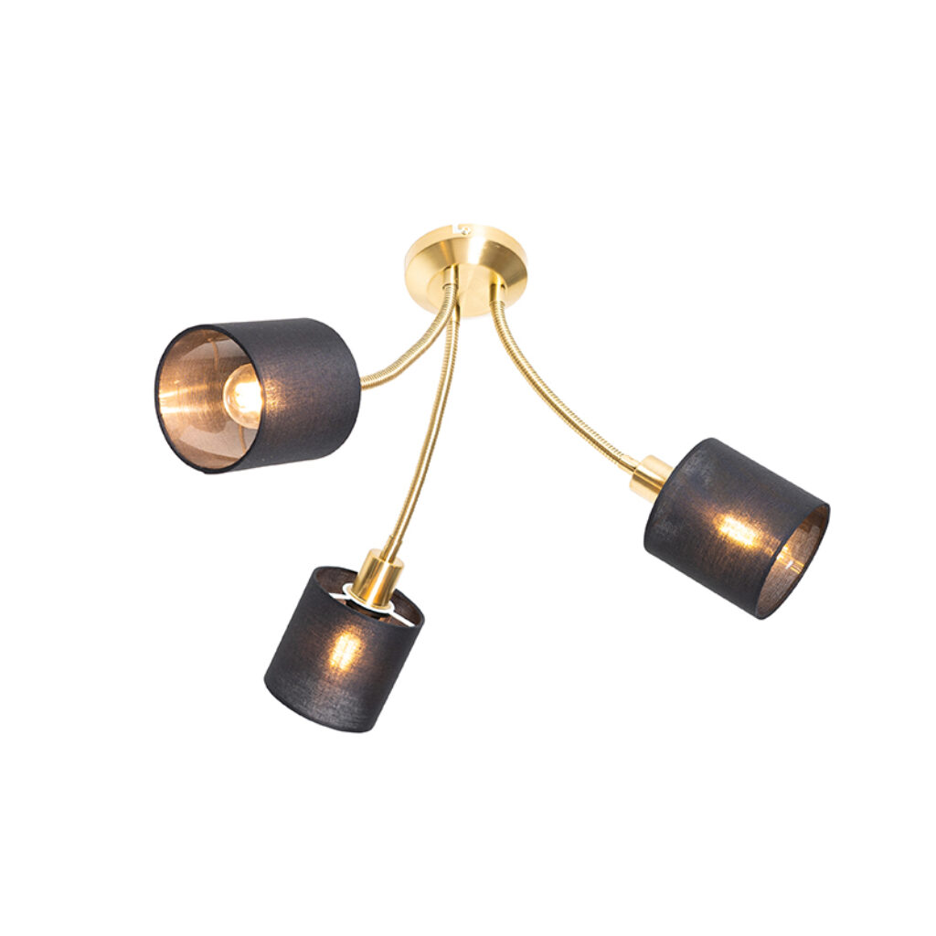 plafondlampen Moderne plafondlamp messing met kap zwart Merwe StofStaal Wat een stijlvolle deze De hoort echt thuis in modern interieur. combinatie van de kleur