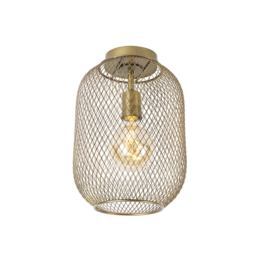 plafondlampen Moderne plafondlamp messing Waya Mesh Staal Maak jouw hal woonkamer slaapkamer hotel chique met De kleur geeft deze meteen een uitstraling.