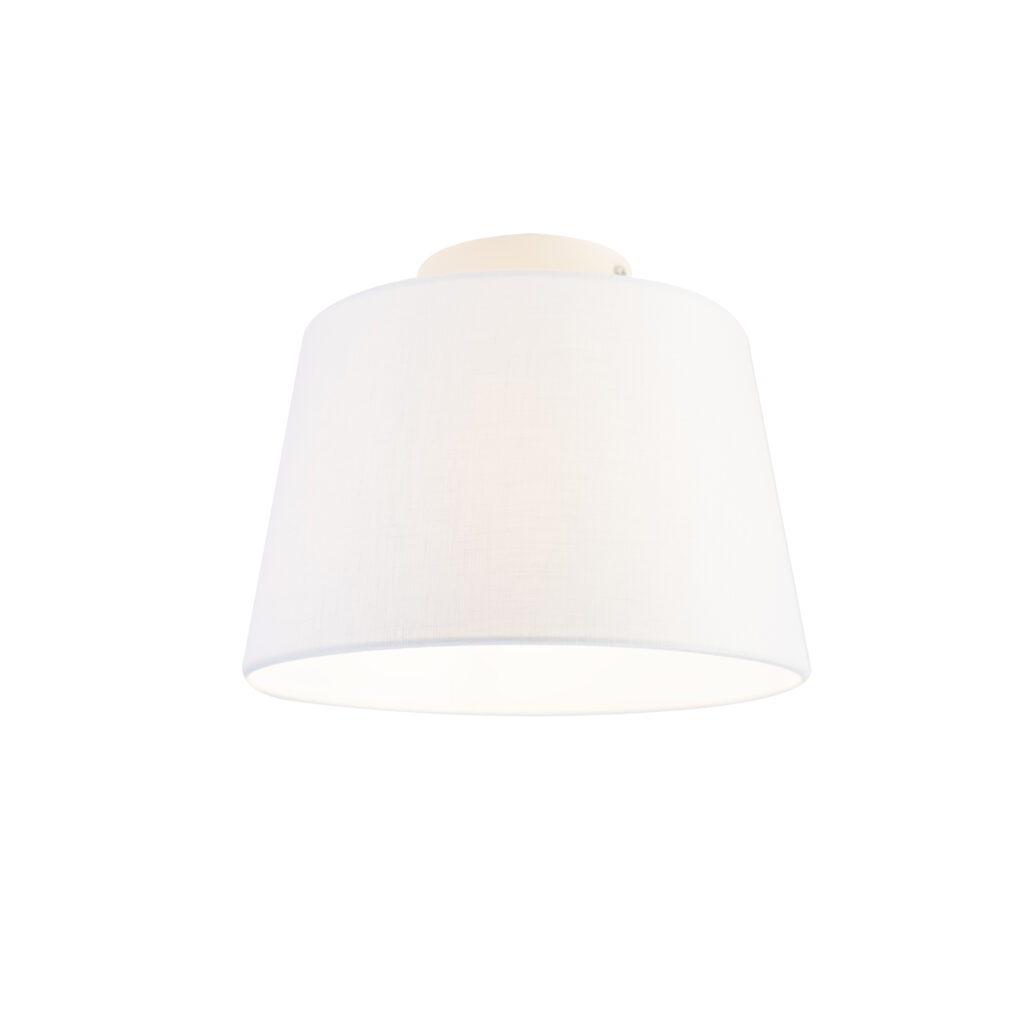 plafondlampen Moderne plafondlamp met witte kap 25 cm Combi StofStaal Wit De combi is een simpele die past in elk interieur. Met deze voorzie je jouw interieur