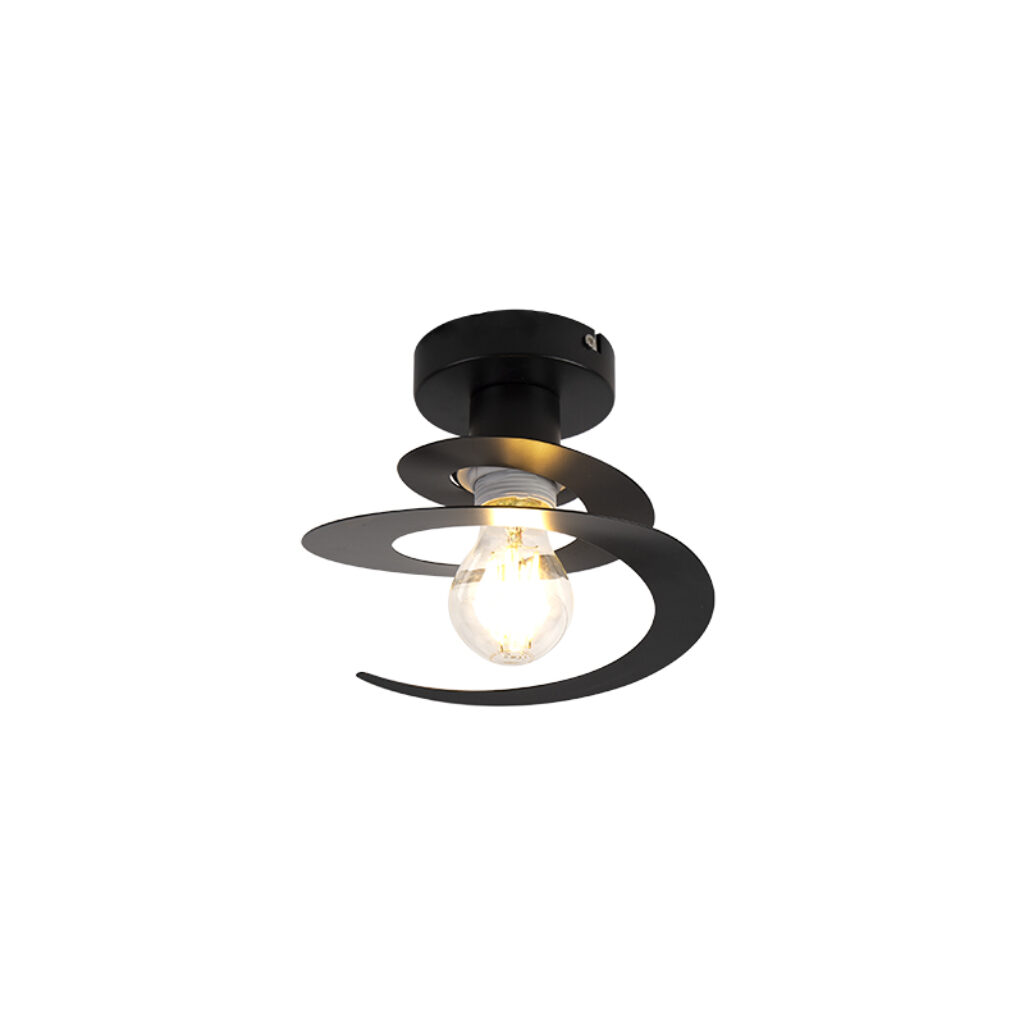 plafondlampen Moderne plafondlamp met zwarte spiraal kap Scroll Staal Zwart Op zoek naar een uniek stuk in jouw Dan is deze echt wat jij zoekt. Hij mooi