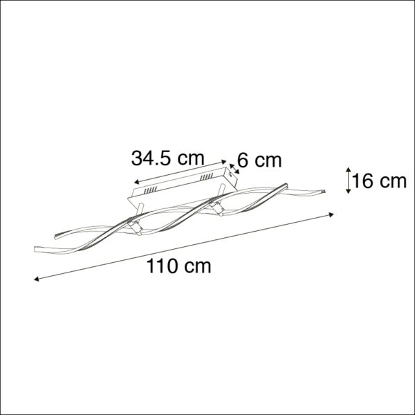 Moderne plafondlamp staal 110 cm incl. LED en dimmer - Paulina - Afbeelding 3