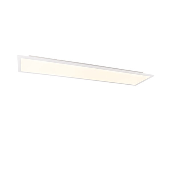 plafondlampen Moderne plafondlamp staal 120 cm incl. LED Liv KunststofStaal Wit is een prachtig egaal paneel. Deze verspreidt het licht geleidelijk door de